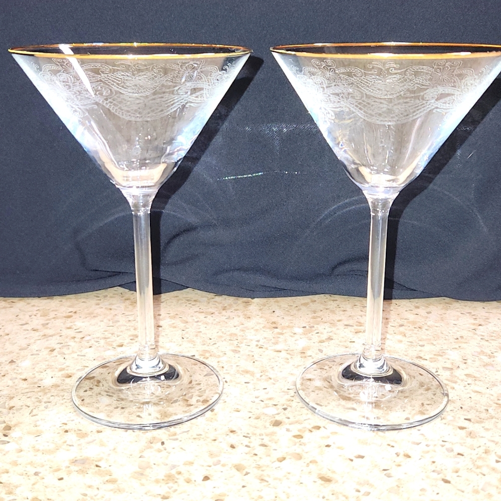 Paul Nagel Lucca martini glasses with pantographie decor, 